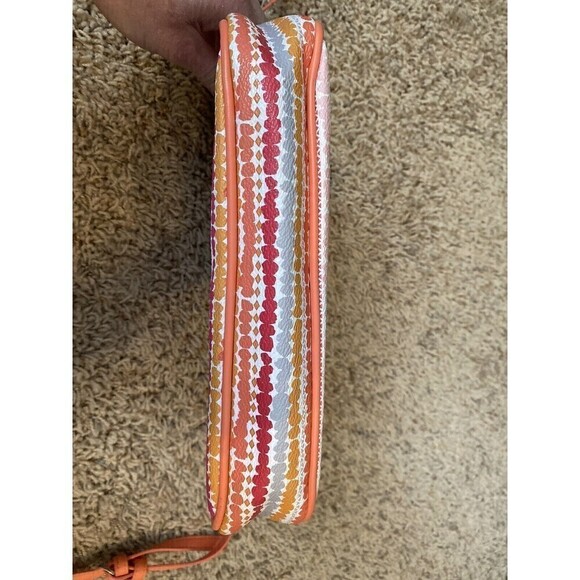 VERA Bradley Purse PINK CONFETTI STRIPE Flap Crossbody Vinyl Shoulder Ba… - Picture 8 of 12